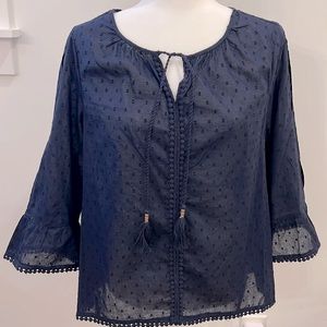 NWT Crown and Ivy Peasant Tunic Top Blouse - Size Petite M (Frida’s Garden)